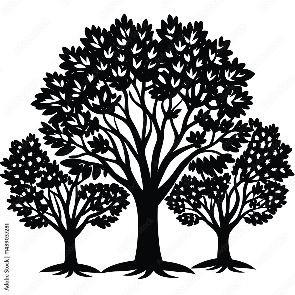 Fototapeta premium Hickory Trees icon set on white background