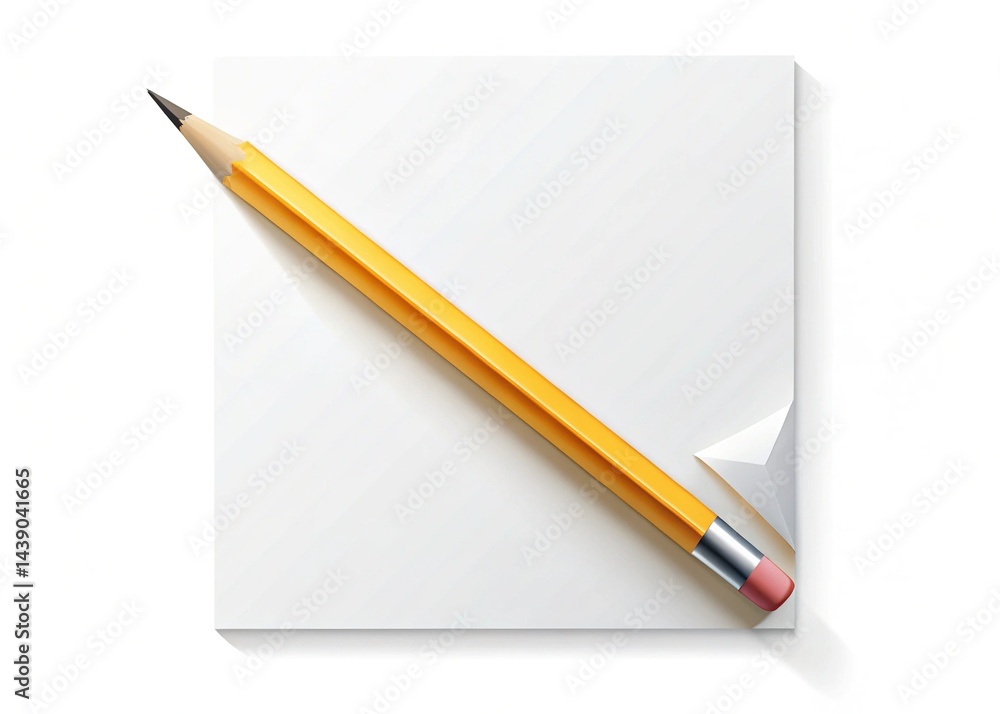 Pencil and Paper Clip Art, Stationery Illustration Pencil and Paper Clip Art, Stationery Illustration