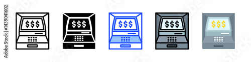Atm Machine Icon Collection With Multiple Styles