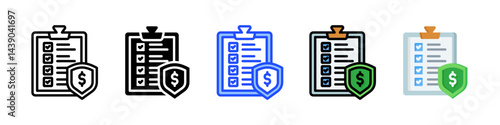 Insurance Policy Icon Collection With Multiple Styles