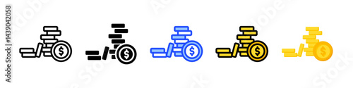 Coins Stack Icon Collection With Multiple Styles