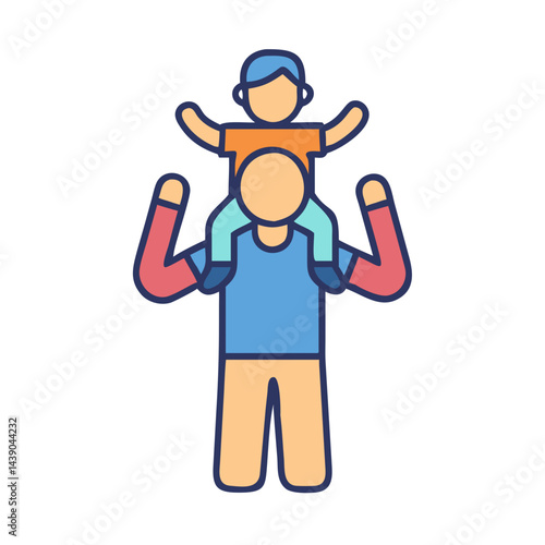 Father and Child Icon - Family Bond, Parenthood Illustration