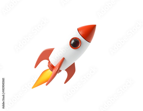 Cartoon rocket ship ready for launch into space