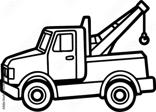 tow truck line art vector illustration outline