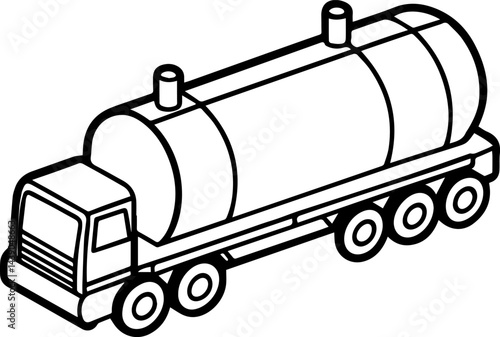 petrol tanker outline vector illustration line art, coloring book page line art drawing