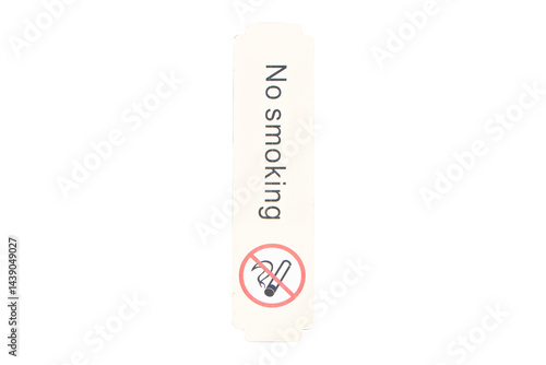 Signs or sign symbol hard wood white and black letters NO SMOKING isolated on cutout PNG or transparent background. Symbol that must respected prohibition. Restricted Area.