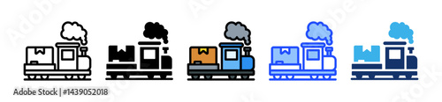 Railway Freight Icon Collection With Multiple Styles