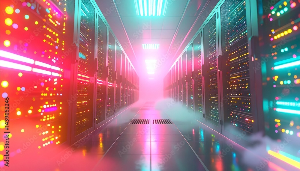 Obraz premium Futuristic servers optimize performance and reliability. 