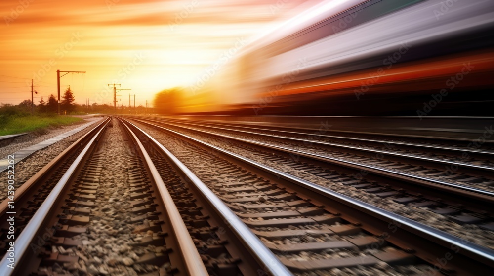 Fototapeta premium Train Tracks at Sunset
