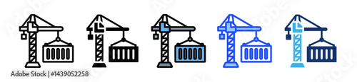 Cargo Crane Icon Collection With Multiple Styles