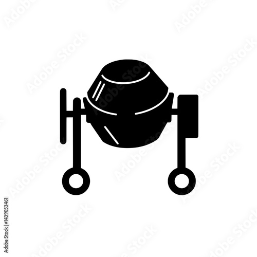 Concrete Mixer Silhouette: A graphic rendering of a concrete mixer, an essential tool in construction and building projects, stands out prominently against the backdrop.