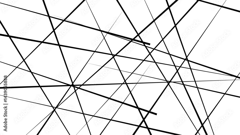 Obraz premium Abstract geometric pattern. Outline monochrome texture. Random chaotic lines abstract geometric pattern texture.