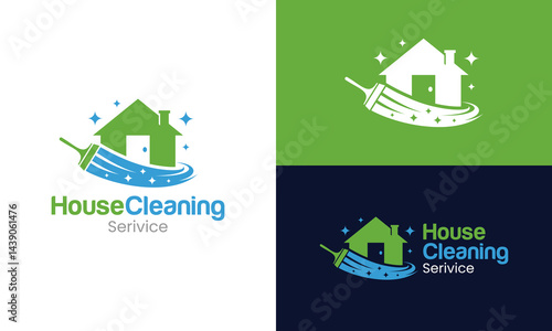 Home Cleaning Services logo design. Abstract house building vector design with Cleaning Services graphic icon symbol