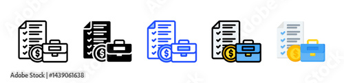 Business Invoice Icon Collection With Multiple Styles