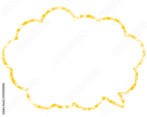 ステンドグラス風吹き出し　三角形模様　丸みのある雲形