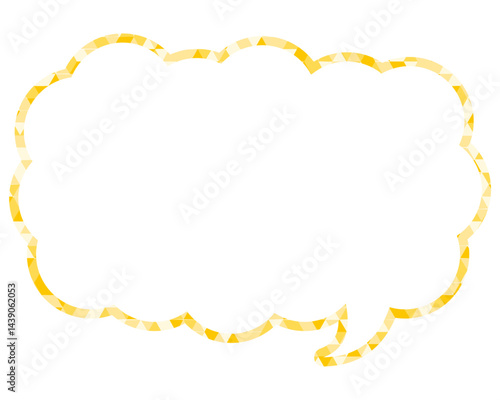 ステンドグラス風吹き出し　三角形模様　細長い雲形