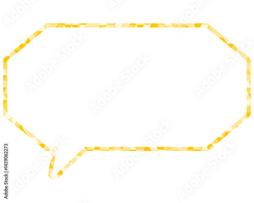 ステンドグラス風吹き出し　三角形模様　細長い八角形