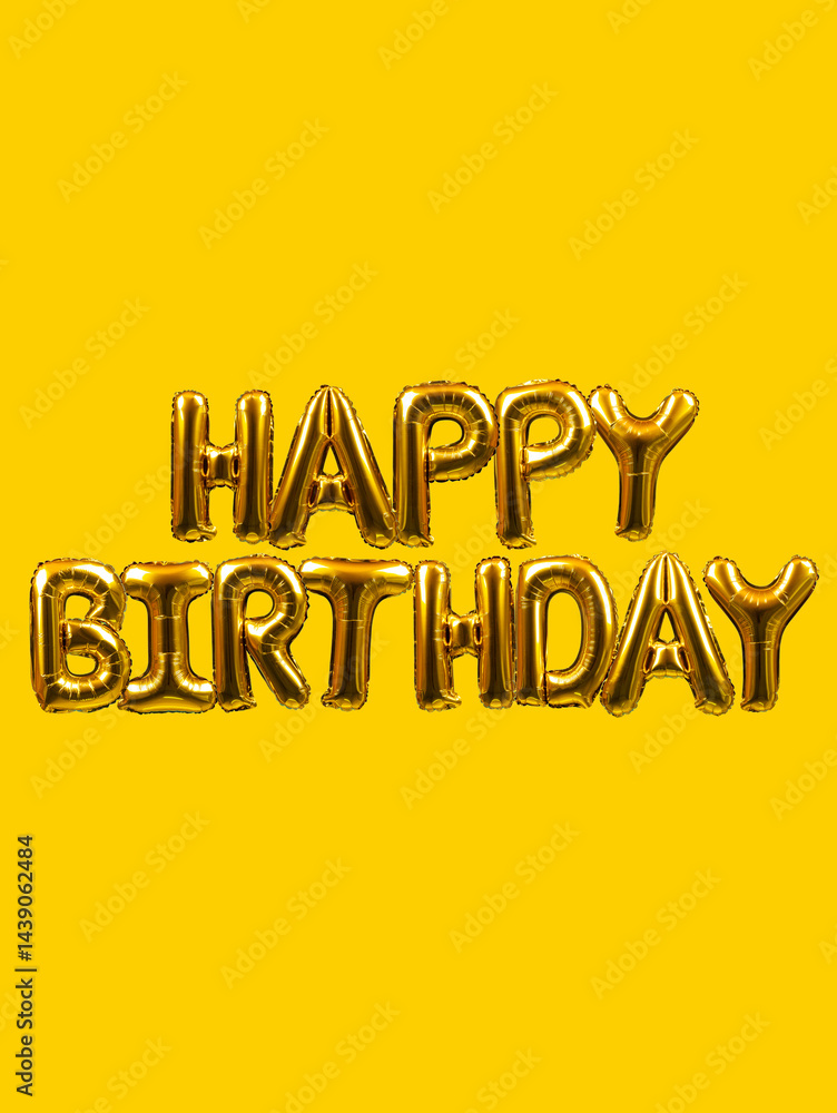 Obraz premium Bright congratulatory inscription Happy Birthday from golden balloons