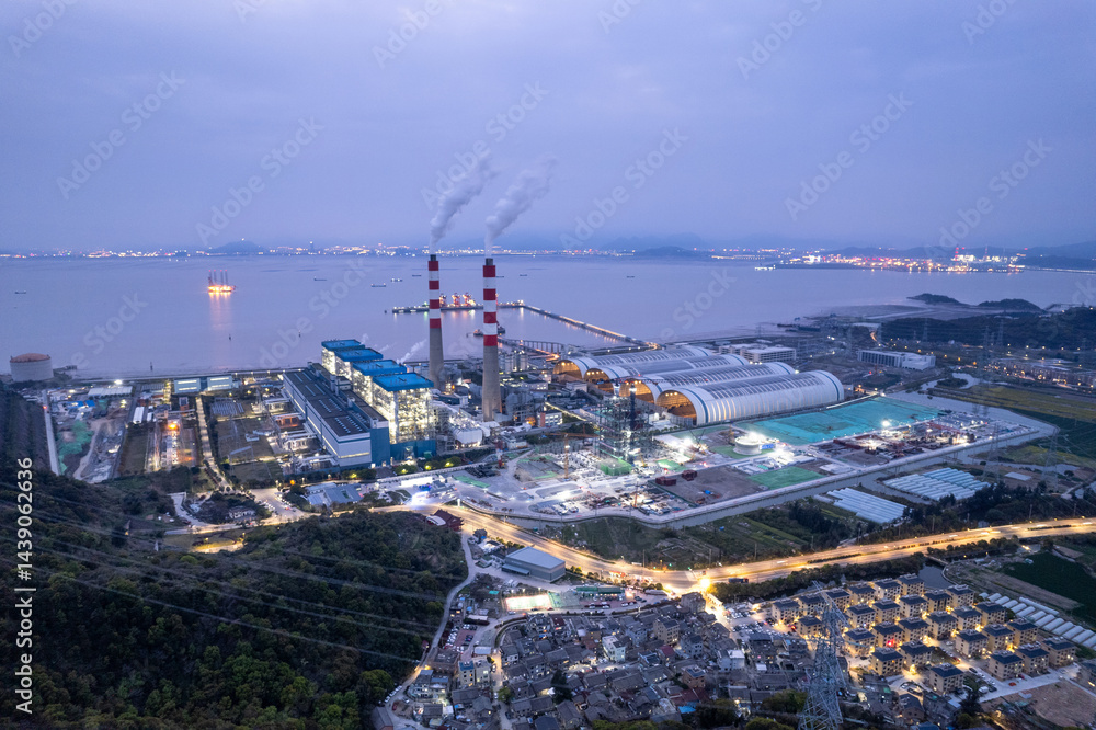 Obraz premium aerial view modern power station