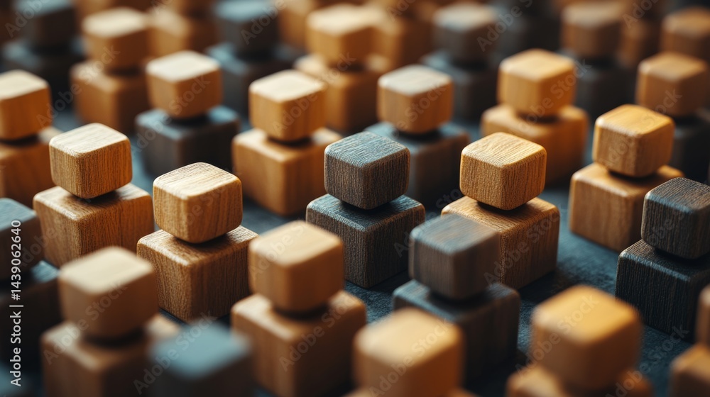 Fototapeta premium Wooden figures represent collaboration