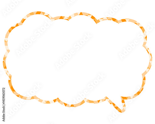 ステンドグラス風吹き出し　三角形模様　細長い雲形