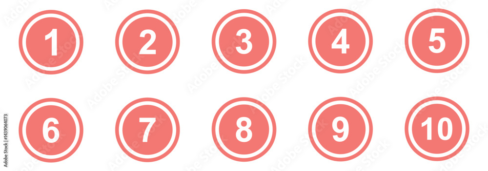 Simple round numbers symbol set. Numbers icon set on white background. 01 to 10 number set icon with circle. Simple round numbers symbol set. Numbers icon set on white background. 01 to 10 number set icon with circle.