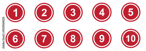 Simple round numbers symbol set. Numbers icon set on white background. 01 to 10 number set icon with circle.