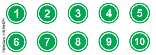Simple round numbers symbol set. Numbers icon set on white background. 01 to 10 number set icon with circle.