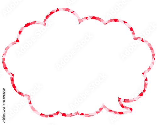 ステンドグラス風吹き出し　三角形模様　丸みのある雲形