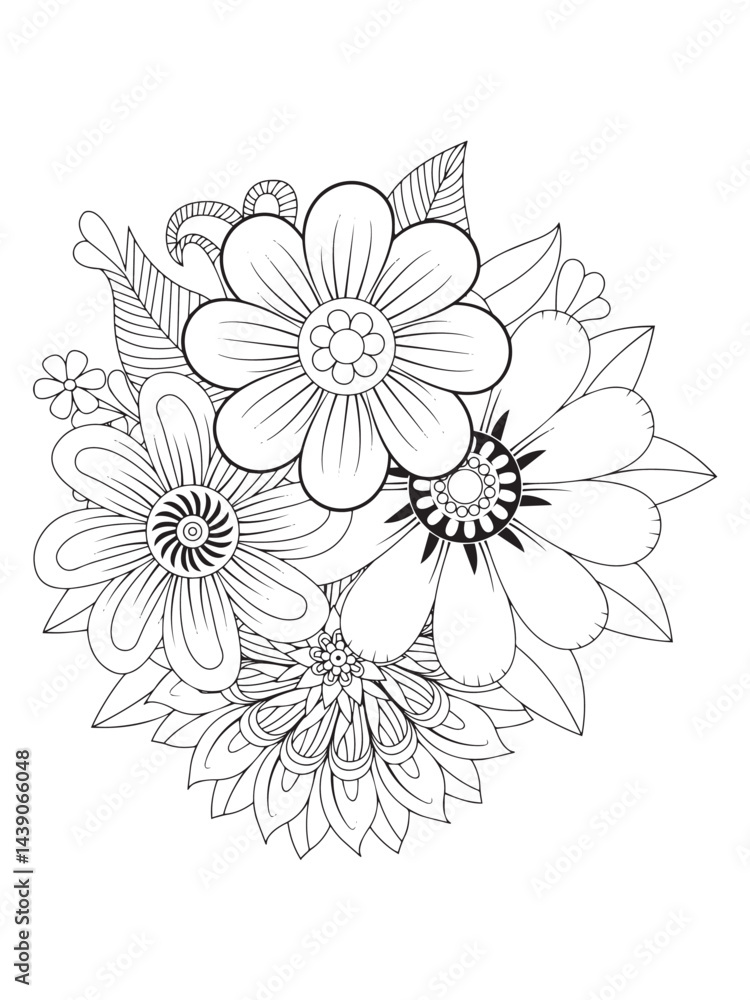 Fototapeta premium Charming floral design sketch for modern living