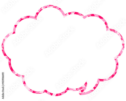 ステンドグラス風吹き出し　三角形模様　丸みのある雲形