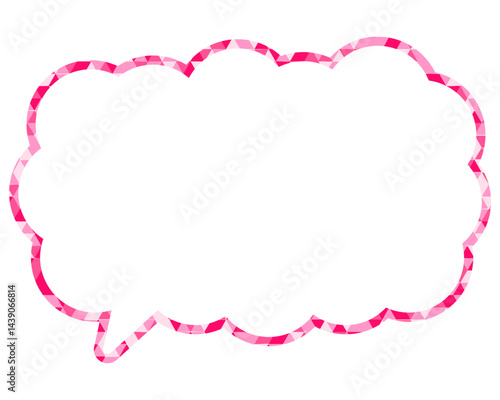 ステンドグラス風吹き出し　三角形模様　細長い雲形