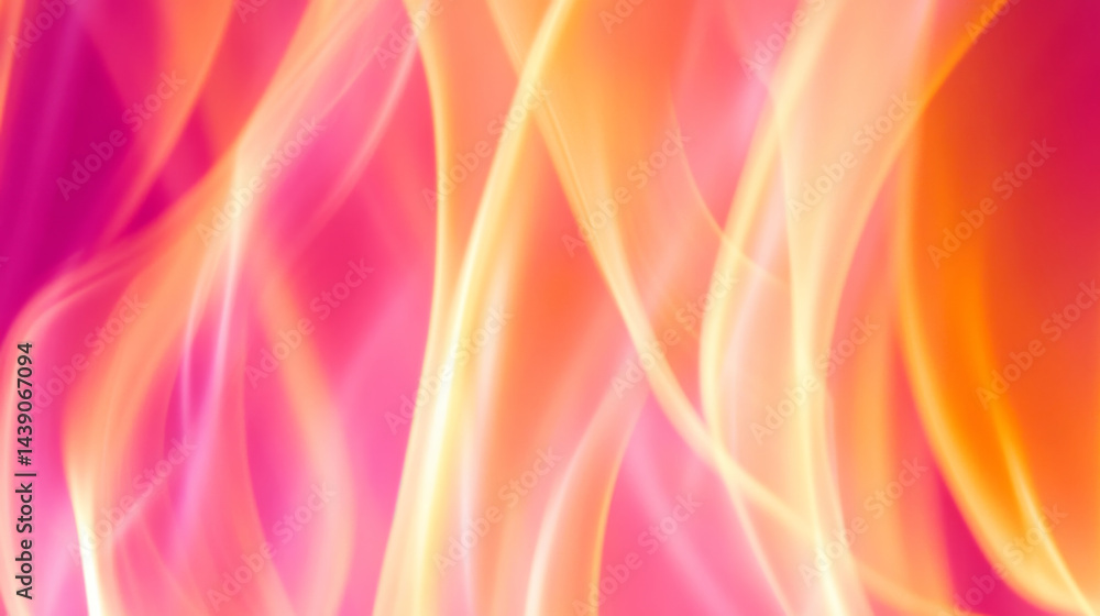 Naklejka premium abstract background featuring flowing waves of pink, orange, and yellow hues, creating sense of warmth and energy. smooth transitions evoke feelings of movement and dynamism