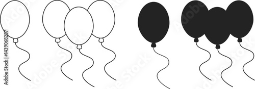 Balloon vector icon set. Birthday celebration event symbols. Rubber air balloons icons. Bunch of party decoration
