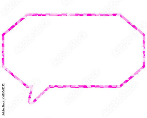 ステンドグラス風吹き出し　三角形模様　細長い八角形