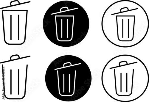 Delete icon set. recycle bin icon.  trash sign. Basket or remove symbol. recycle bin icon