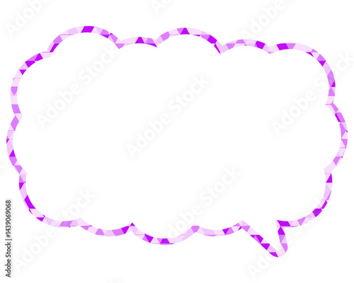 ステンドグラス風吹き出し　三角形模様　細長い雲形