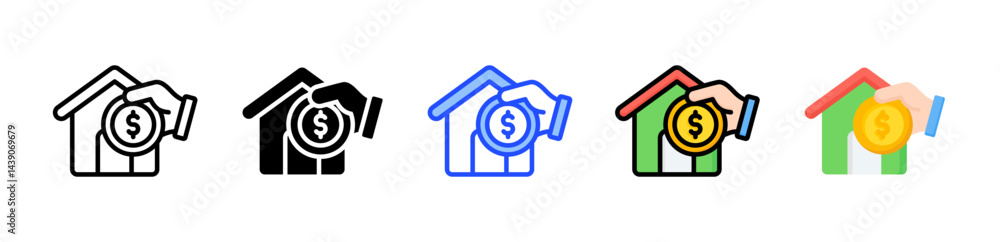 Rent Payment Icon Collection With Multiple Styles Rent Payment Icon Collection With Multiple Styles