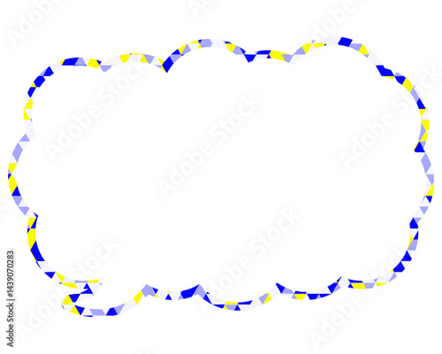 ステンドグラス風吹き出し　三角形模様　細長い雲形