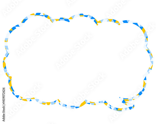 ステンドグラス風吹き出し　三角形模様　細長い雲形