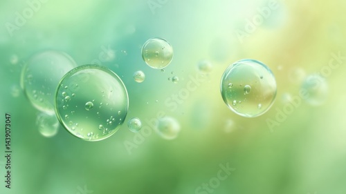 Wallpaper Mural Abstract gradient Science technology and medical. Bubbles floating gracefully on a soft, blurred green background. Torontodigital.ca