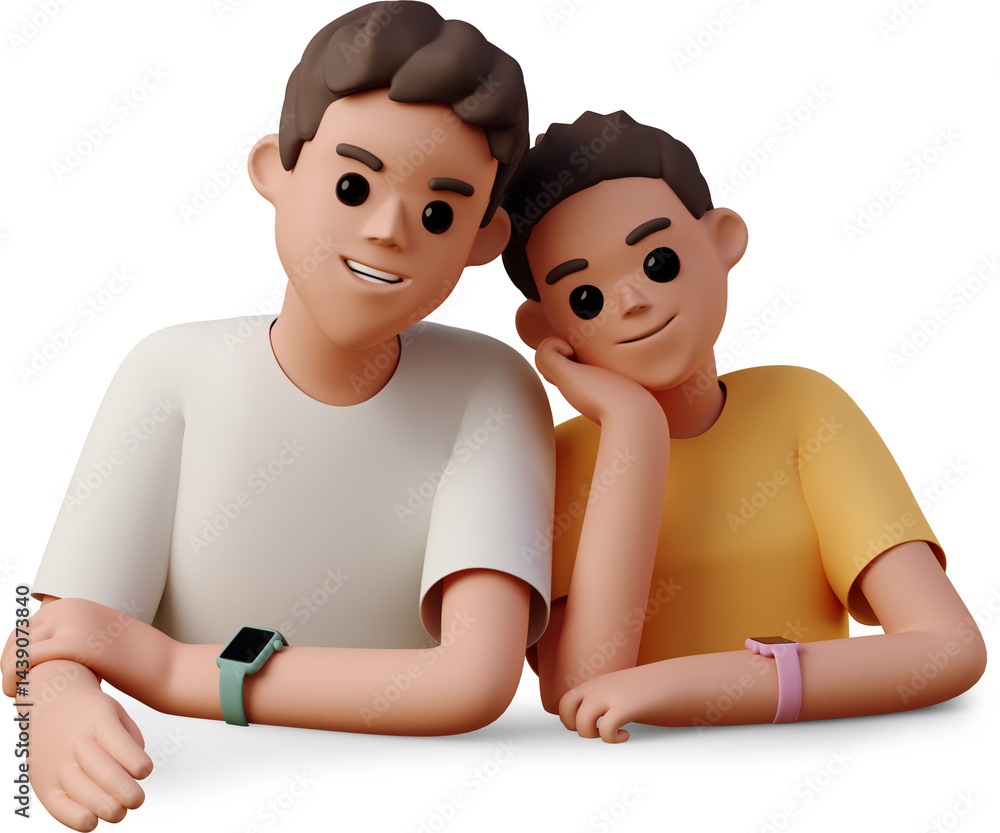 Fototapeta premium young woman and man smiling and leaning on each other