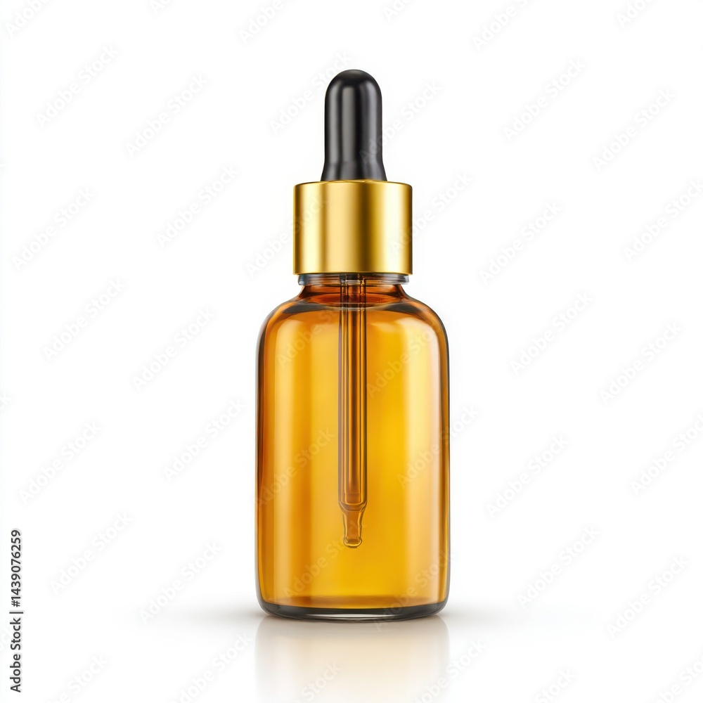 Amber bottle with dropper isolated on white background mockup Amber bottle with dropper isolated on white background mockup
