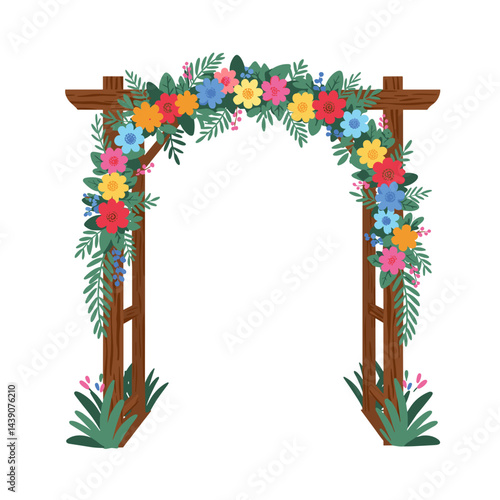 Floral arch with vibrant flowers for Ivan Kupala Day celebration  