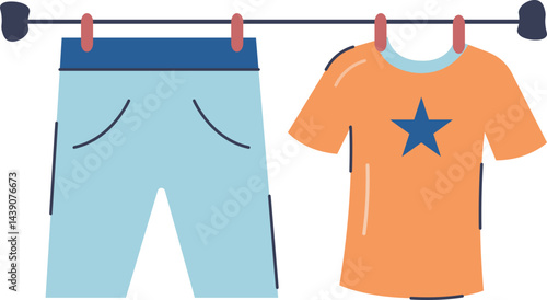 Laundry Cartoon Element on White Background. Vector Illustration.