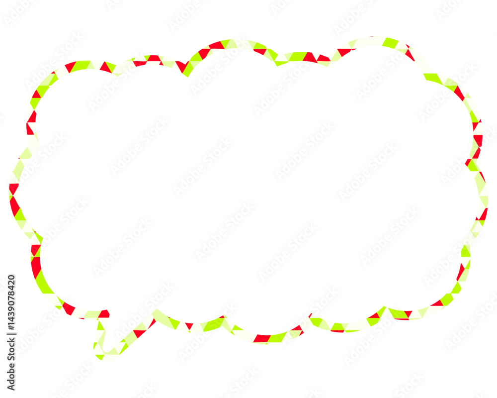 Fototapeta premium ステンドグラス風吹き出し 三角形模様 細長い雲形