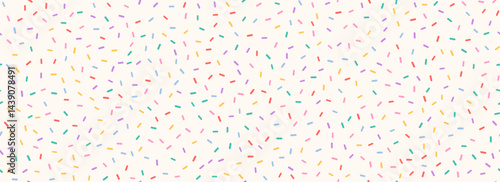 Cream donut sprinkles seamless pattern. Colorful candy cream background. Cake glaze icing overlay for decorative banner, poster, template. Cupcake or ice cream topping texture. Vector wallpaper