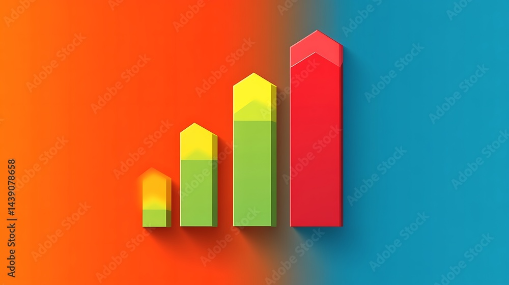 Ascending Colorful Arrows Indicate Growth Progress Ascending Colorful Arrows Indicate Growth Progress