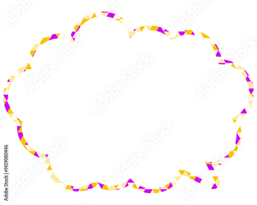 ステンドグラス風吹き出し　三角形模様　丸みのある雲形