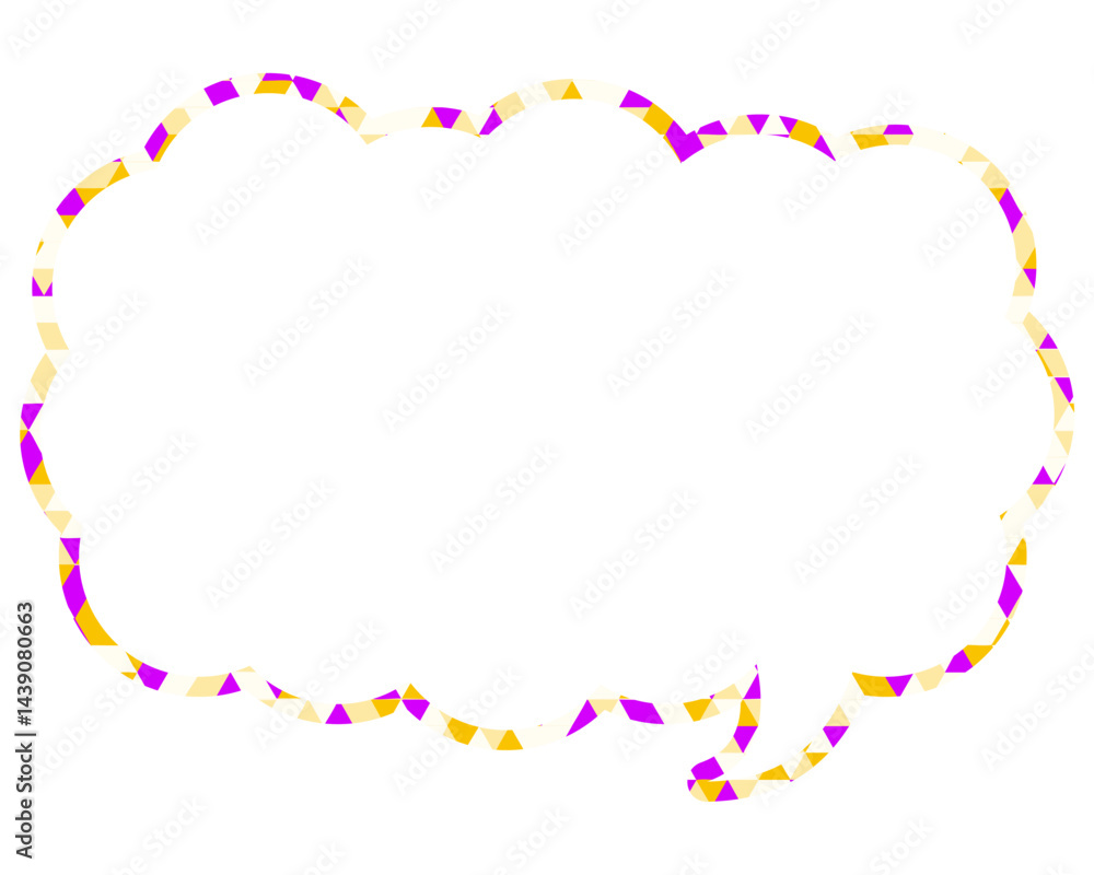 Naklejka premium ステンドグラス風吹き出し 三角形模様 細長い雲形